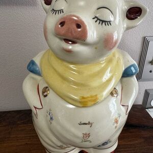 Vintage Shawnee Pottery "Smiley Pig" cookie jar from the 1940s